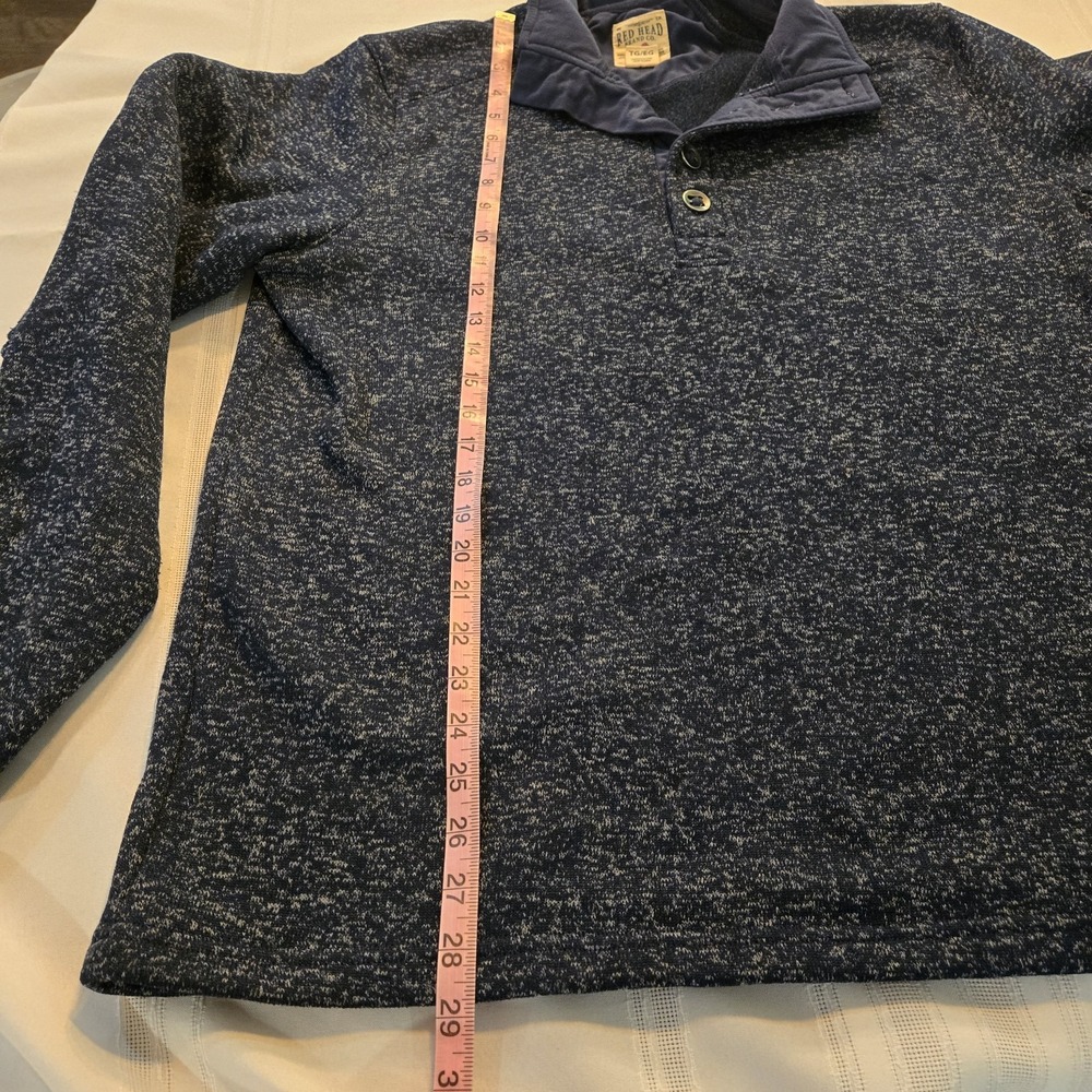 Red Head Men's Blue Pullover Sweater Fleece Quarter Button Polyester Size XL - Picture 3 of 6